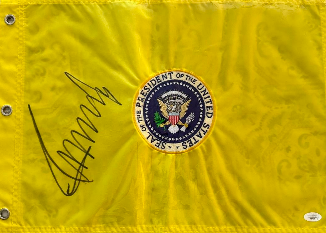 Donald Trump Signed Golf Flag Presidential Seal Autographed - JSA COA w/full letter of authenticity